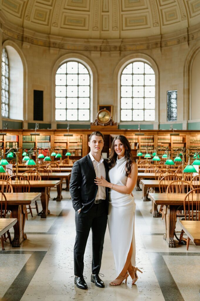 Boston Public Library Engagement Photos in Bates Hall