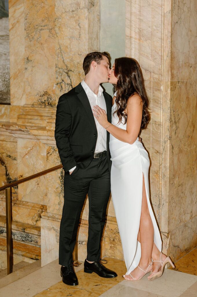 Boston Public Library Engagement Photos with direct flash
