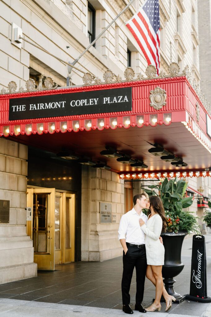 Classic and sophisticated engagement photos in Boston at the Fairmont Copley Plaza