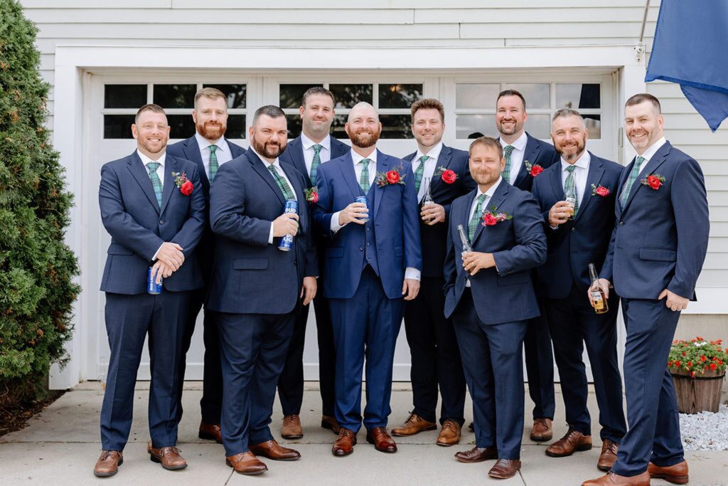 Groom and groomsmen portrait before Boston wedding