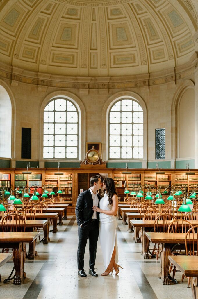 Boston Public Library elopement photographer in Bates Hall