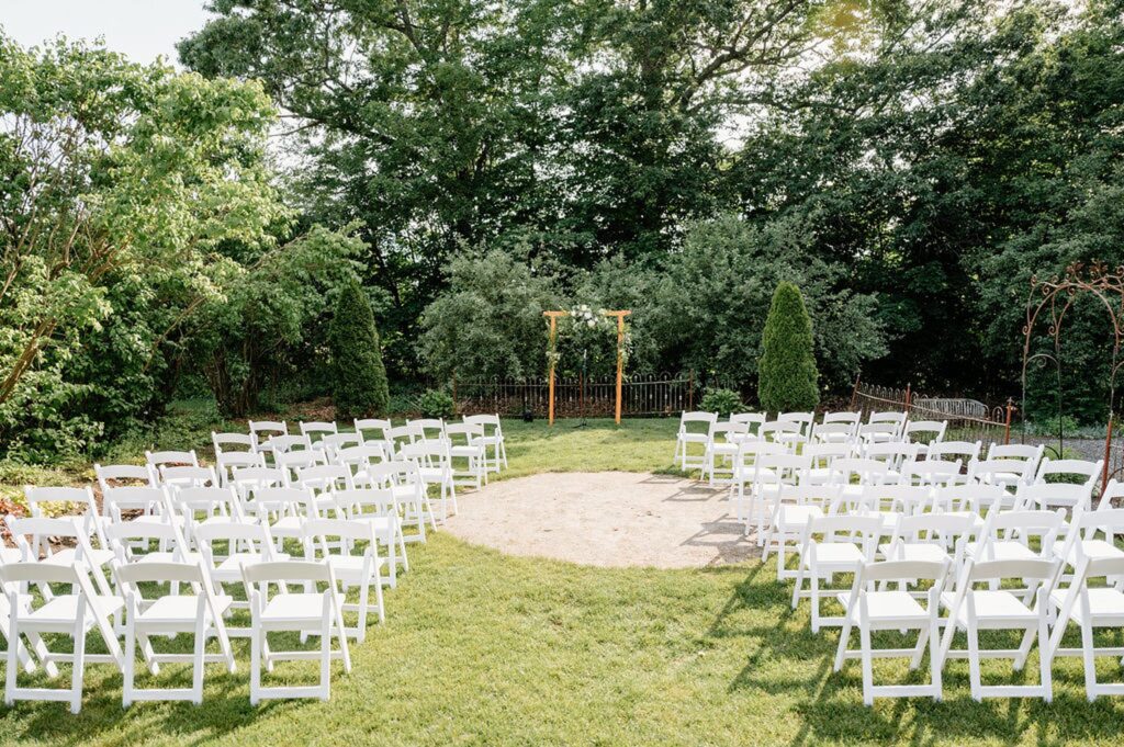 Outdoor garden ceremony at The Herb Lyceum in Groton, MA
