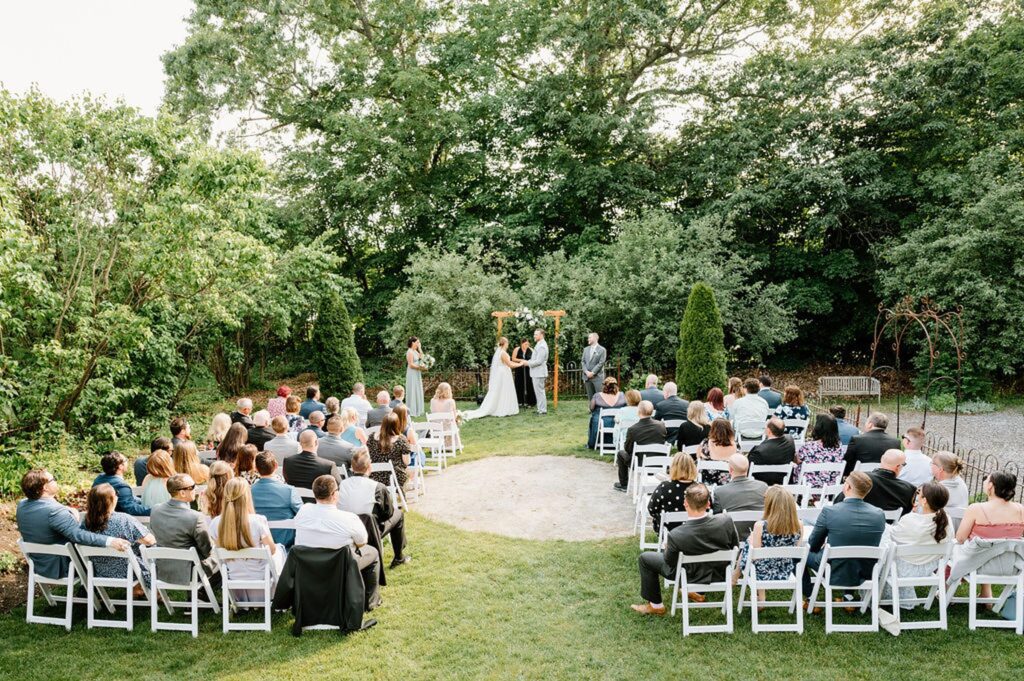 Outdoor garden ceremony at The Herb Lyceum in Groton, MA