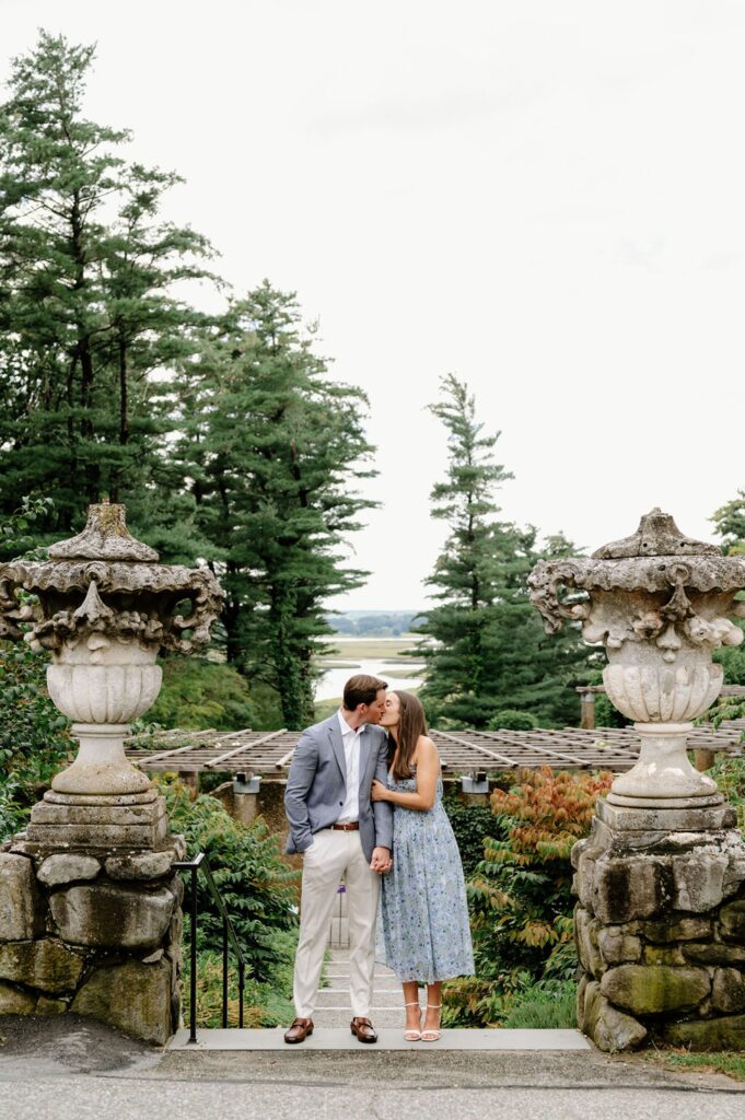 Engagement session in the gardens of Crane Estate 