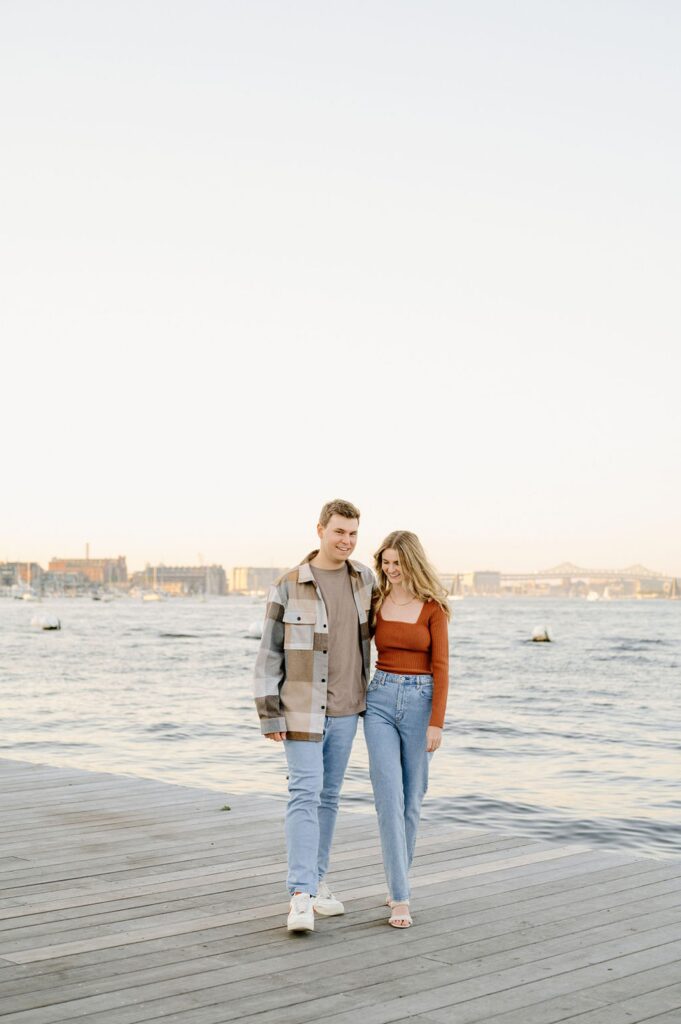 Boston engagement session on the harbor