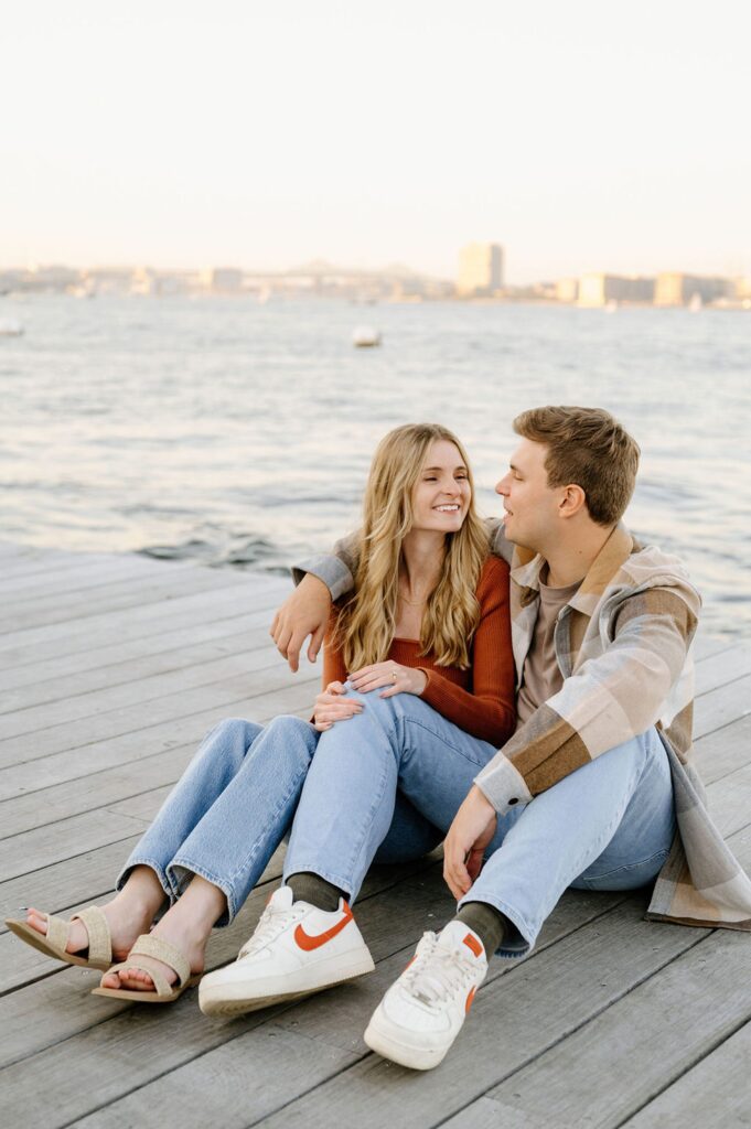 Boston engagement session on the harbor