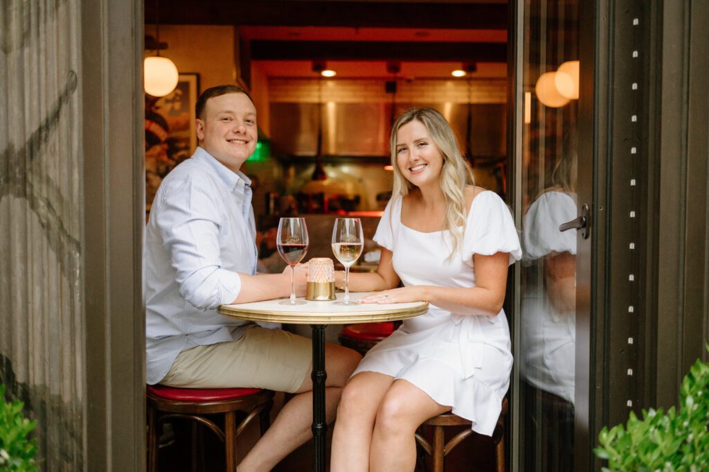 Couple smiling in Boston North End