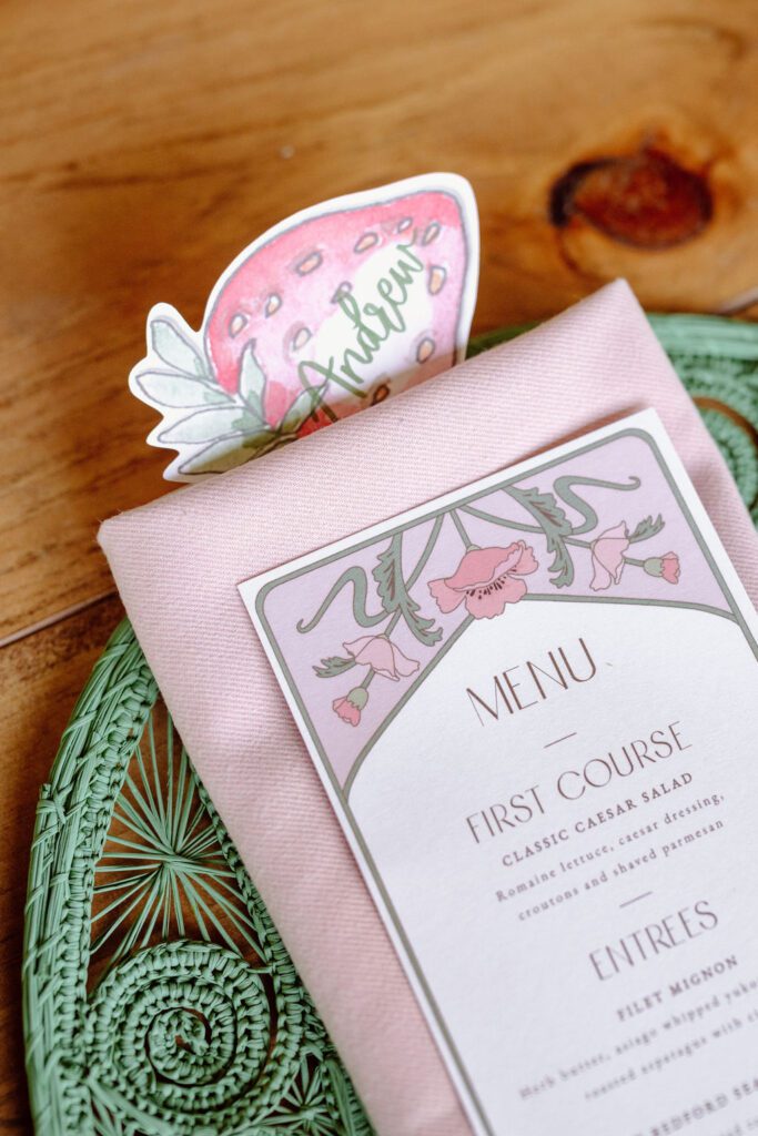 Reception table details at Glen Manor House wedding in Rhode Island