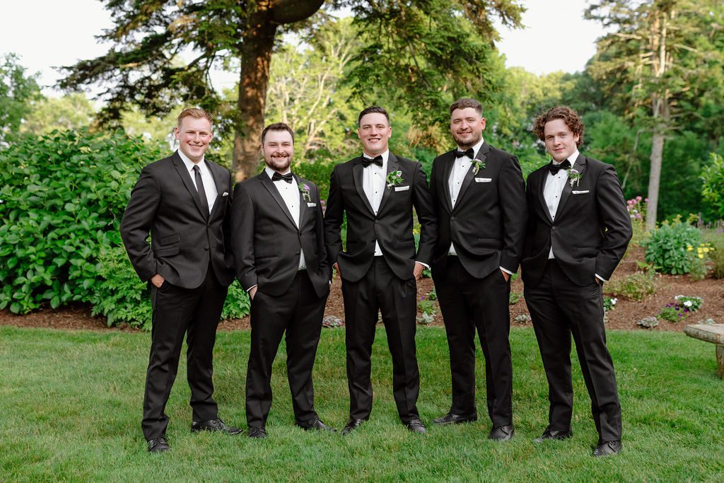 Wedding party portraits in the gardens at Glen Manor House