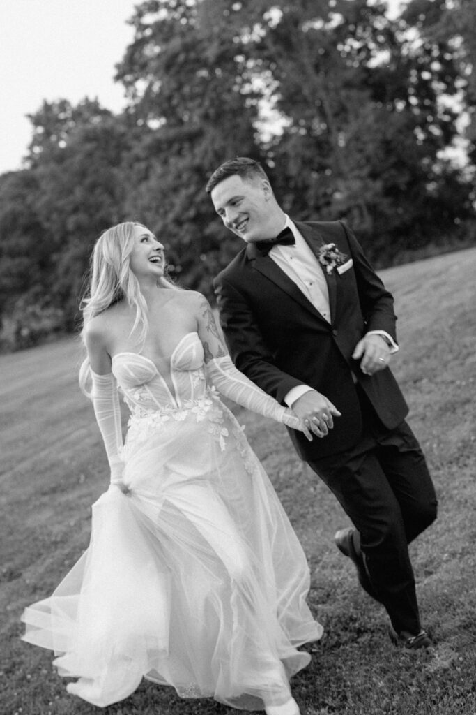 Bride and groom portraits in the gardens at Glen Manor House