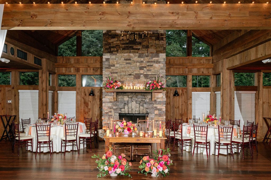 Barn reception decor at Birch Wood Vineyards New Hampshire