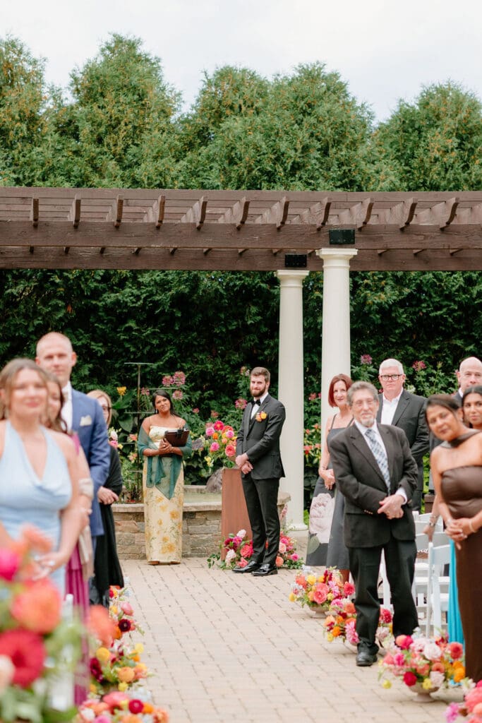 Outdoor wedding ceremony at Birch Wood Vineyards in Derry, New Hampshire