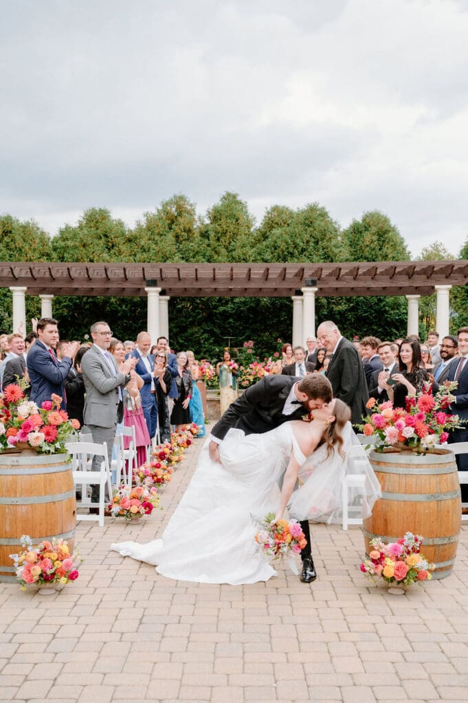 Outdoor wedding ceremony at Birch Wood Vineyards in Derry, New Hampshire