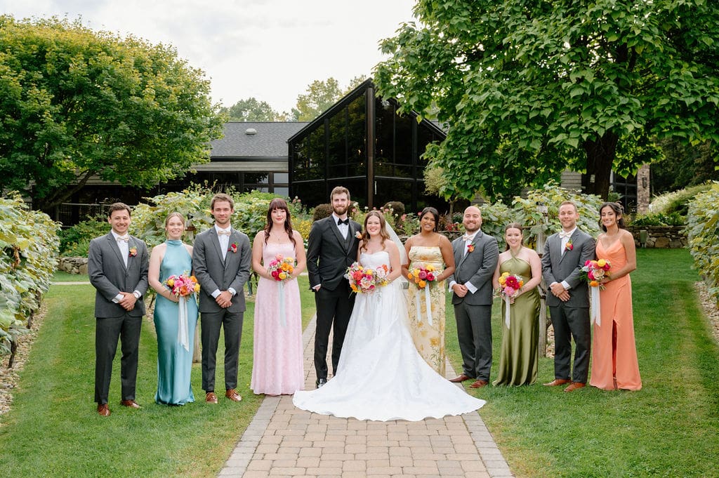 Wedding party portraits at Birch Wood Vineyards New Hampshire