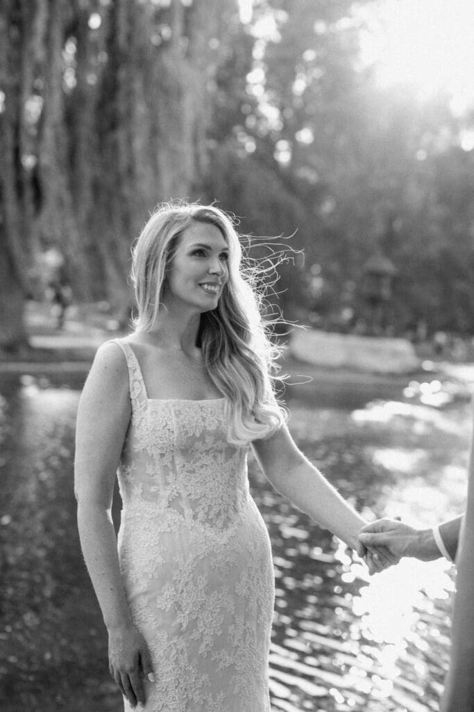 Romantic wedding portrait in the Boston Public Garden