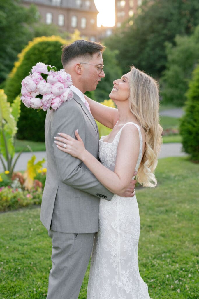 Romantic wedding portrait in the Boston Public Garden