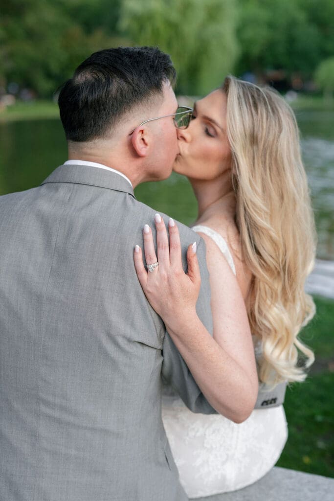Romantic wedding portrait in the Boston Public Garden