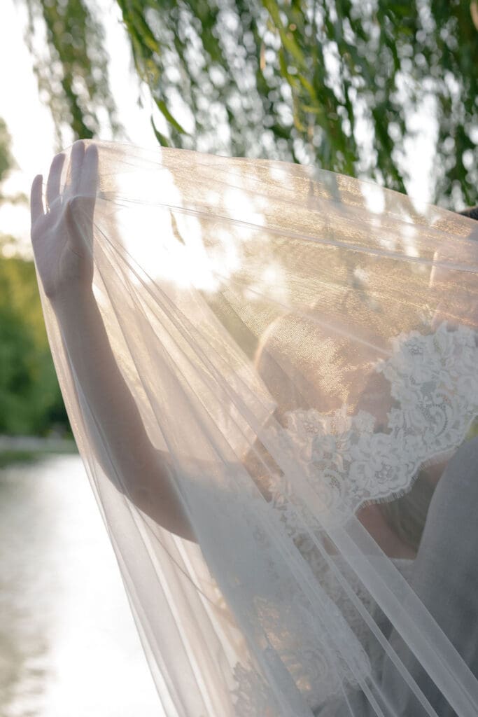 Romantic wedding portrait in the Boston Public Garden