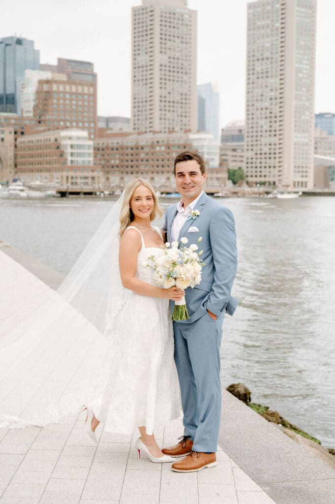 Wedding portraits at Fan Pier Park in Boston