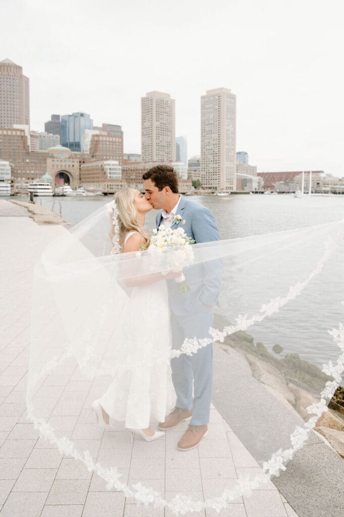 Wedding portraits at Fan Pier Park in Boston