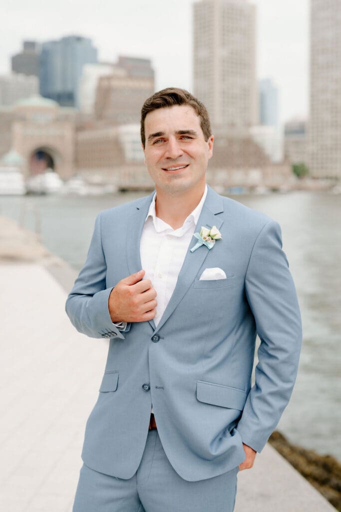 Wedding portraits at Fan Pier Park in Boston