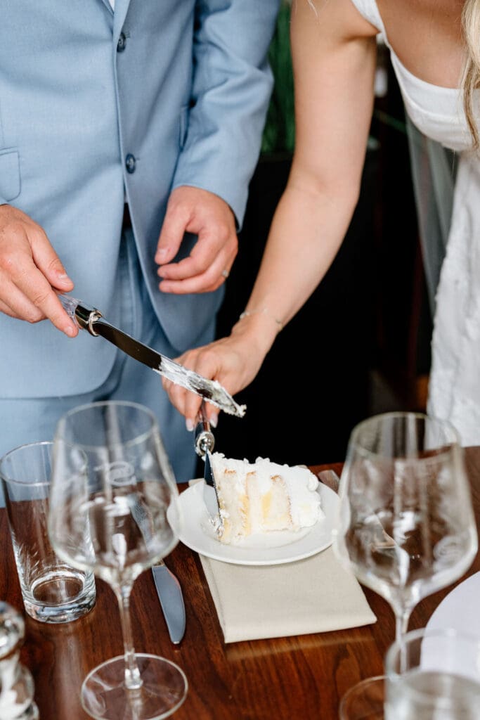 Wedding cake cutting at SAVR Boston